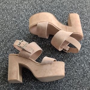 Jeffery Campbell Moody Platform Sandal In Blush Suede